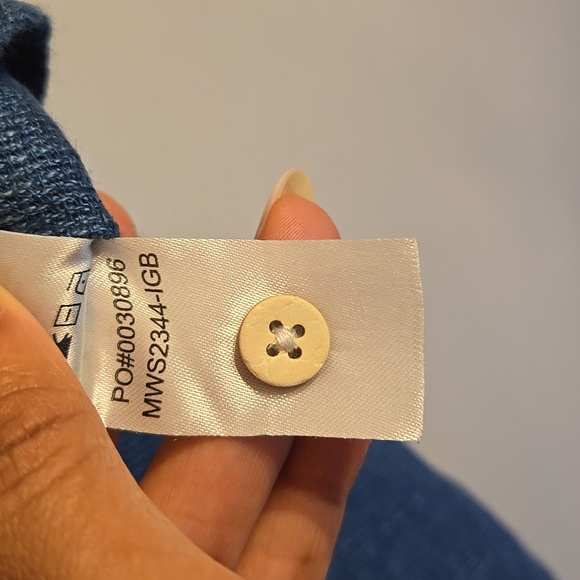 Faherty Indigo Basketweave Short Sleeve Palma Linen Button Front Shirt NWOT - Picture 14 of 15